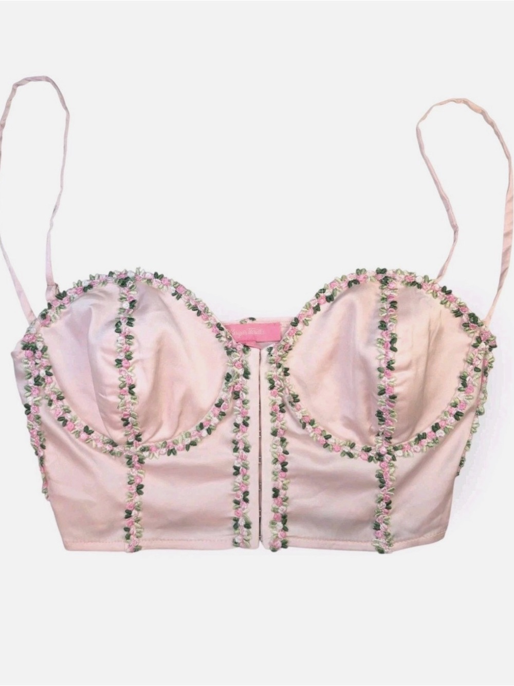 Sugar Thrillz Midsummer Night Dreams Floral Satin Pinup Crop Top